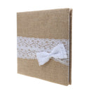 Rustic Country Wedding Guest Book Burlap Lace Bowknot Engagement Ceremony Party Album Bride Groom Gift