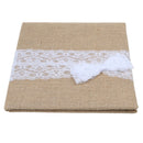 Rustic Country Wedding Guest Book Burlap Lace Bowknot Engagement Ceremony Party Album Bride Groom Gift