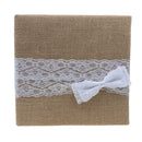 Rustic Country Wedding Guest Book Burlap Lace Bowknot Engagement Ceremony Party Album Bride Groom Gift
