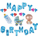 Blue Boy Baby Shower Balloons HAPPY BIRTHDAY Letters Pram Foil Balloons Set for Decoration