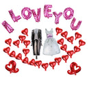 Pink I LOVE YOU Red Hearts Foil Balloons Set for Wedding Wall Decoration
