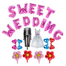 Wedding Balloons SWEET WEDDING Letters Bride&Groom Dress Foil Balloons Set