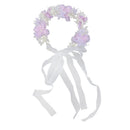 Wedding Bridal Bridesmaid Flower Faux Pearl Forehead Hairband Ribbon Garland