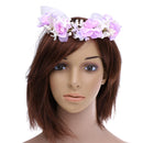 Wedding Bridal Bridesmaid Flower Faux Pearl Forehead Hairband Ribbon Garland