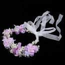 Wedding Bridal Bridesmaid Flower Faux Pearl Forehead Hairband Ribbon Garland