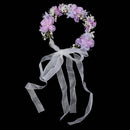 Wedding Bridal Bridesmaid Flower Faux Pearl Forehead Hairband Ribbon Garland