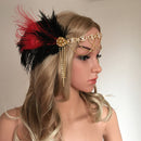 1920s Feather Flapper Hairband Forehead Chain Great Gatsby Headpieces