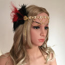 1920s Feather Flapper Hairband Forehead Chain Great Gatsby Headpieces