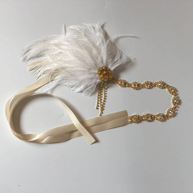 1 Piece White Feather Vintage Headpiece 1920s Great Gatsby Flapper Headband