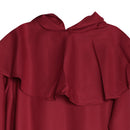Men Women Hooded Robe Long Black Cloak Cape + Necklace + Cotton Belt for Halloween Fancy Costume Dress Accessory Wine Red L