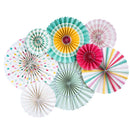 8pcs/Set Multicolor Glitter Paper Pinwheel Folding Hanging Fan Backdrop Party Decor