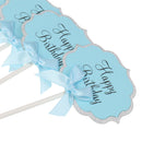 10pcs Happy Birthday Cupcake Toppers Food Picks Baby Shower Party Decor Blue