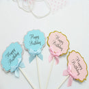 10pcs Happy Birthday Cupcake Toppers Food Picks Baby Shower Party Decor Blue