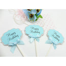 10pcs Happy Birthday Cupcake Toppers Food Picks Baby Shower Party Decor Blue