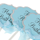 10pcs Happy Birthday Cupcake Toppers Food Picks Baby Shower Party Decor Blue