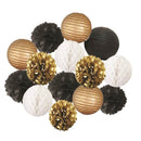 14pcs /Set Tissue Paper Flowers Pom Poms Lanterns for Wedding Party Decor