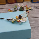 Boho WomenÂ’s Wedding Bridesmaid Berry Flower Rattan Crown Headdress Festival Forehead Headband Hair Garland Headwear