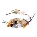 Boho WomenÂ’s Wedding Bridesmaid Berry Flower Rattan Crown Headdress Festival Forehead Headband Hair Garland Headwear
