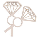 12pcs Wooden Diamond Ring Cupcake Toppers Party Bridal Shower Cake Decor
