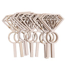 12pcs Wooden Diamond Ring Cupcake Toppers Party Bridal Shower Cake Decor