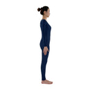 Men Women Fashionable Long Sleeves Stretchy Spandex Bodysuit Catsuit Gymnastic Dance Costume Adult Unitard Dark Blue XL