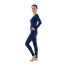 Men Women Fashionable Long Sleeves Stretchy Spandex Bodysuit Catsuit Gymnastic Dance Costume Adult Unitard Dark Blue XL