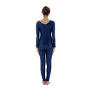 Men Women Fashionable Long Sleeves Dark Blue Spandex Bodysuit Catsuit Gymnastic Dance Costume Adult Unitard M