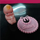 12 Pieces Mini Plastic Bibs for Baby Shower or Gender Reveal Decorations,Cupcake Topper Pink