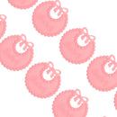 12 Pieces Mini Plastic Bibs for Baby Shower or Gender Reveal Decorations,Cupcake Topper Pink