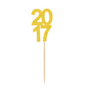 20pcs Novelty Glitter 2017 Wood Cake Toppers Food Picks Party Decoration