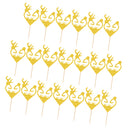 20pcs Glitter Love Heart Mr & Mrs Wood Cake Toppers Food Picks Party Decor