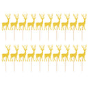 20pcs Glitter Elk Deer Wood Cake Toppers Food Picks Xmas Party Baby Shower