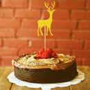 20pcs Glitter Elk Deer Wood Cake Toppers Food Picks Xmas Party Baby Shower
