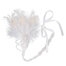 Vintage Crystal Applique Feather Beads Ribbon Head Chain Hair Accessories
