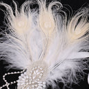 Vintage Crystal Applique Feather Beads Ribbon Head Chain Hair Accessories