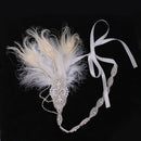 Vintage Crystal Applique Feather Beads Ribbon Head Chain Hair Accessories