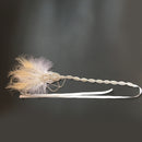 Vintage Crystal Applique Feather Beads Ribbon Head Chain Hair Accessories