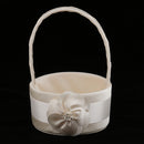 Champagne Silky Satin Chic Bud Flower Design Round Flower Girl Basket Bridal Bridesmaid Basket Wedding Party Petals Decoration