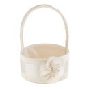 Champagne Silky Satin Chic Bud Flower Design Round Flower Girl Basket Bridal Bridesmaid Basket Wedding Party Petals Decoration