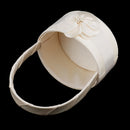 Champagne Silky Satin Chic Bud Flower Design Round Flower Girl Basket Bridal Bridesmaid Basket Wedding Party Petals Decoration