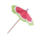 140 Pieces Hawaiian Watermelon Umbrella Cocktail Picks Hula Beach Party Bamboo Sticks Fruit Decoration Party Supplies 10cm