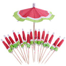 140 Pieces Hawaiian Watermelon Umbrella Cocktail Picks Hula Beach Party Bamboo Sticks Fruit Decoration Party Supplies 10cm