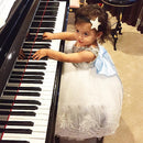 Kids Girl Fashionable Soft Comfortable Bow Tutu Dress Princess Party Pageant Wedding Sequins Sleeveless Gown 100cm
