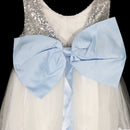 Kids Girl Fashionable Soft Comfortable Bow Tutu Dress Princess Party Pageant Wedding Sequins Sleeveless Gown 100cm