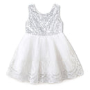 Kids Girl Fashionable Soft Comfortable Bow Tutu Dress Princess Party Pageant Wedding Sequins Sleeveless Gown 110cm