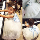 Kids Girl Fashionable Soft Comfortable Bow Tutu Dress Princess Party Pageant Wedding Sequins Sleeveless Gown 110cm