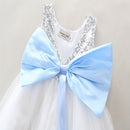 Kids Girl Fashionable Soft Comfortable Bow Tutu Dress Princess Party Pageant Wedding Sequins Sleeveless Gown 110cm