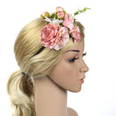 Ladies Girls Princess Boho Peach Flower Leaves Charms Headband Wedding Bridal Hairband Head Decor Accessory