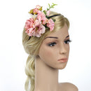 Ladies Girls Princess Boho Peach Flower Leaves Charms Headband Wedding Bridal Hairband Head Decor Accessory