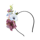 Ladies Girls Princess Boho Flower Leaves Charms Headband Wedding Bridal Hairband Head Decor Accessory Purple